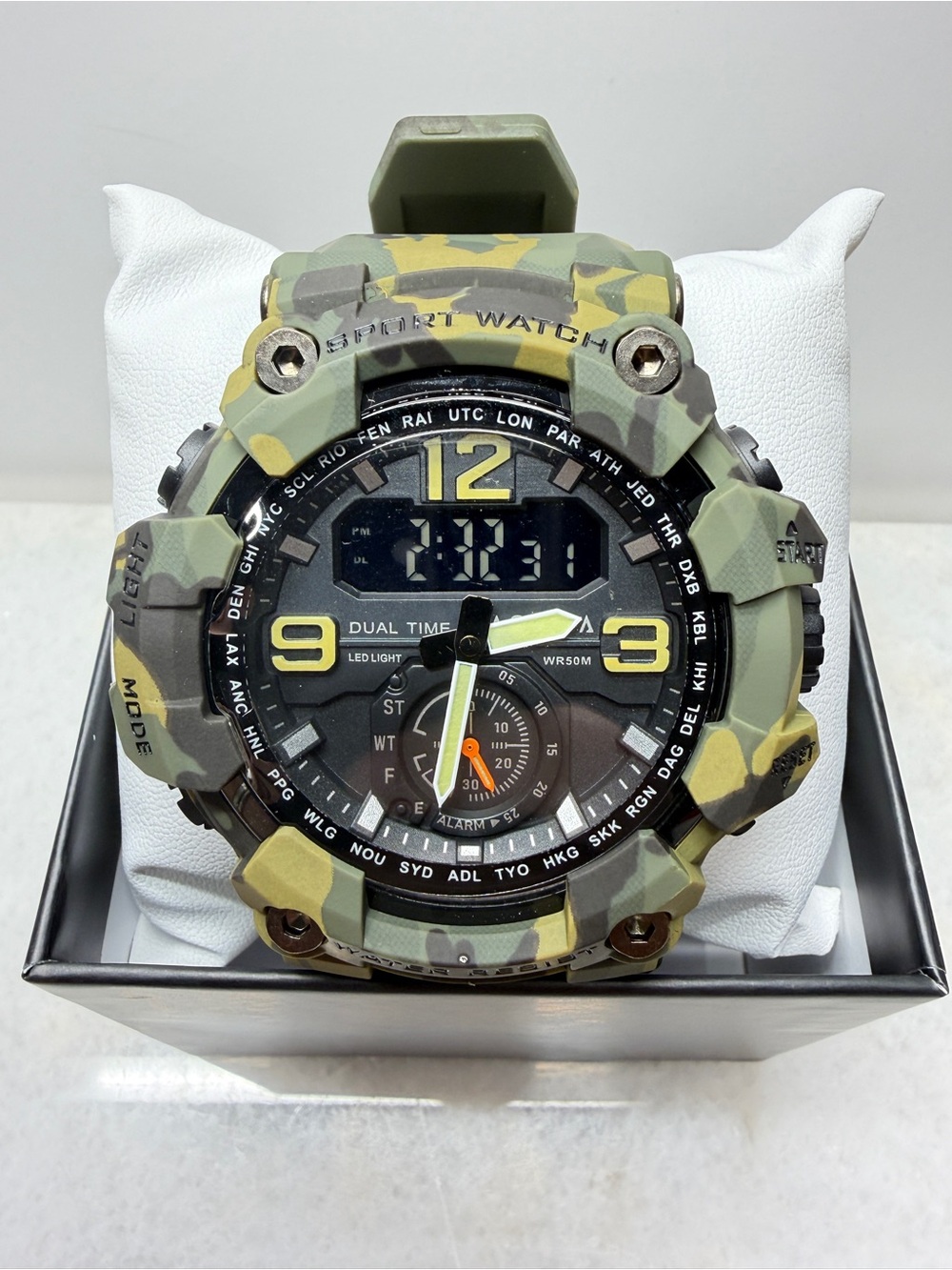 Activa x Invicta Black Ops Green Camo Dual Time 56mm ACW1637-004